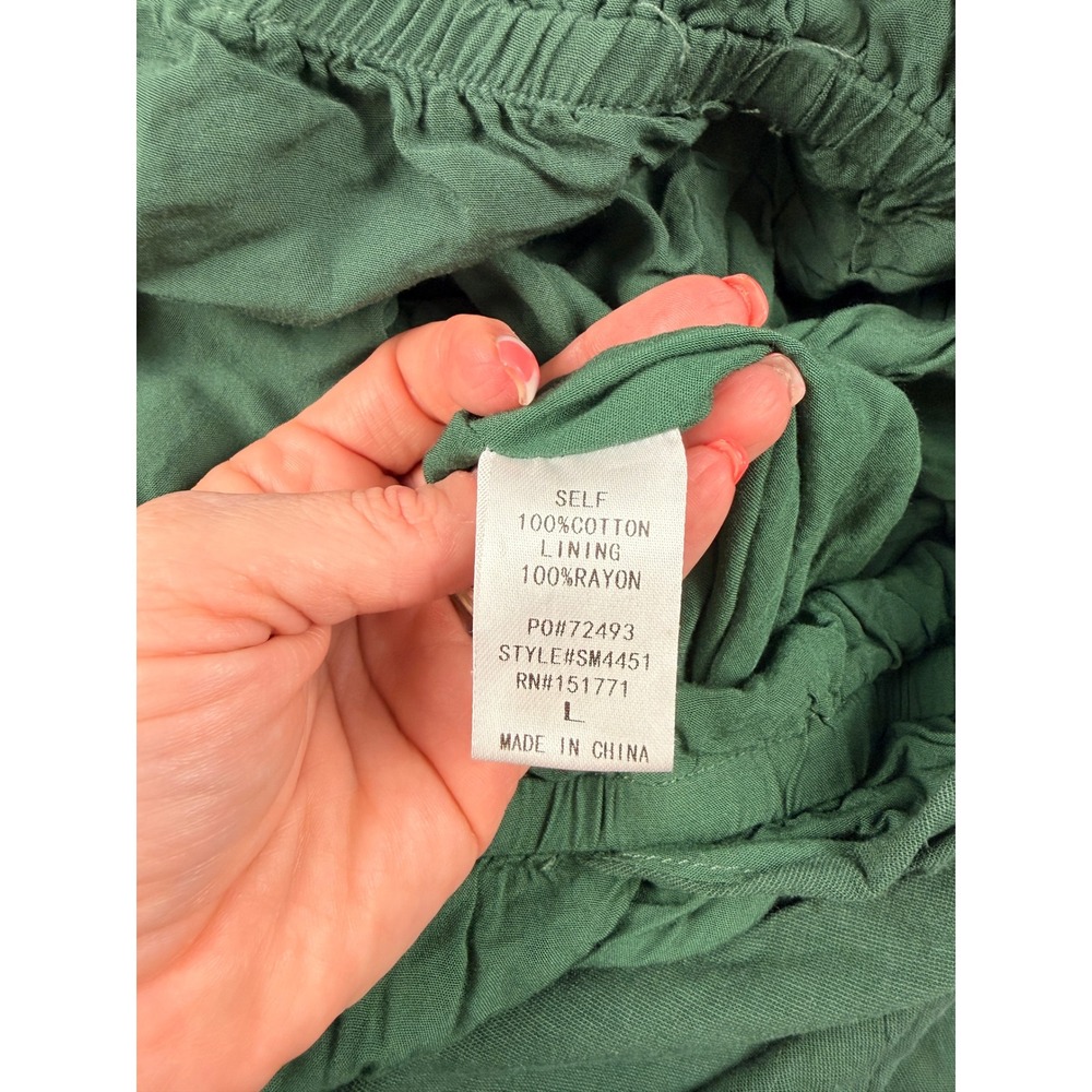 Le Lis Green Cotton Tie Shoulder Surplice Romper SM4451 Womens Large - Picture 9 of 11